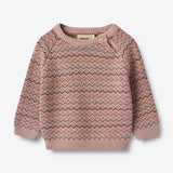 Wheat Main Strickpullover Nanna Jacquard | Baby Knitted Tops 1135 dry rose
