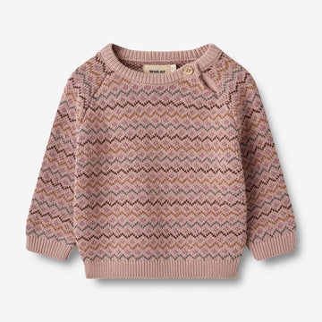 Wheat Main Strickpullover Nanna Jacquard | Baby Knitted Tops 1135 dry rose
