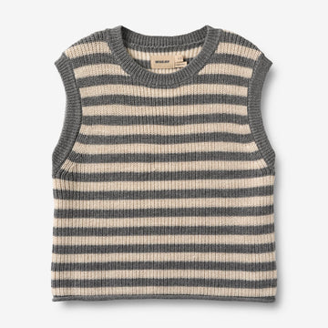 Wheat Main Strickweste Ruby Knitted Tops 0175 grey stripe