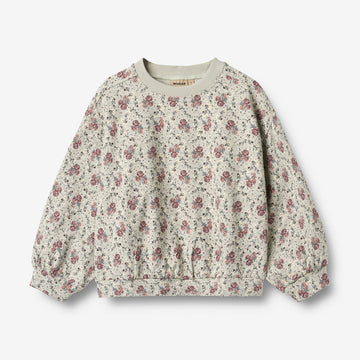 Wheat Main Sweatshirt L/S Lia Sweatshirt 9539 slightly green flowers