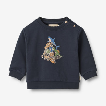 Wheat Main Sweatshirt mit Weltraum-Stickerei Sweatshirt 1432 navy