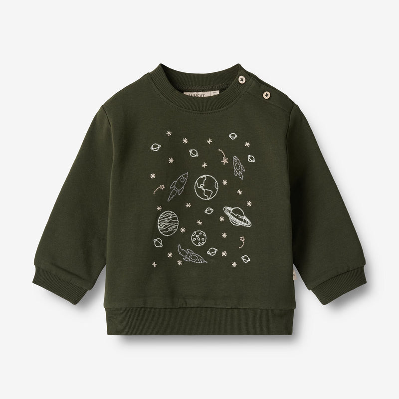 Wheat Main  Sweatshirt mit Weltraum-Stickerei | Baby Sweatshirts 4097 deep forest