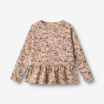 Wheat Main T-Shirt L/S Carolina T-Shirt 9769 soft sand flower wine