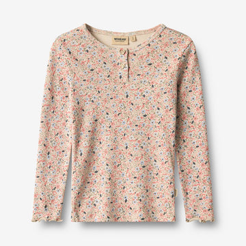 Wheat Main T-Shirt L/S Eja T-Shirt 9764 grey cloud flowers
