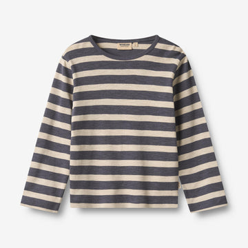 Wheat Main T-Shirt L/S Milo T-Shirt 1309 greyblue stripe