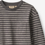 Wheat Main T-Shirt L/S Ross T-Shirt 9016 dark charcoal stripe