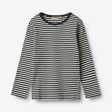 Wheat Main T-Shirt L/S Stig T-Shirt 9432 navy rib stripe