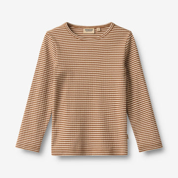 Wheat Main T-Shirt L/S Stig T-Shirt 3017 warm hazel stripe