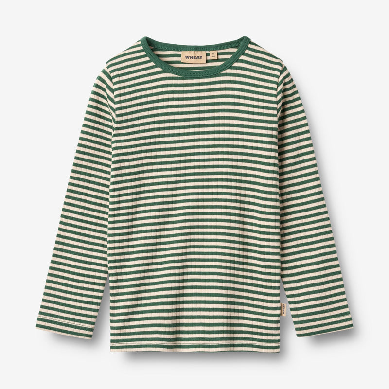 Wheat Main T-Shirt L/S Stig T-Shirt 4142 green stripe