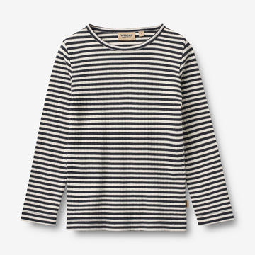 Wheat Main T-Shirt L/S Stig T-Shirt 9432 navy rib stripe