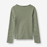 Wheat Main T-Shirt L/S Stig T-Shirt 4076 dark green stripe