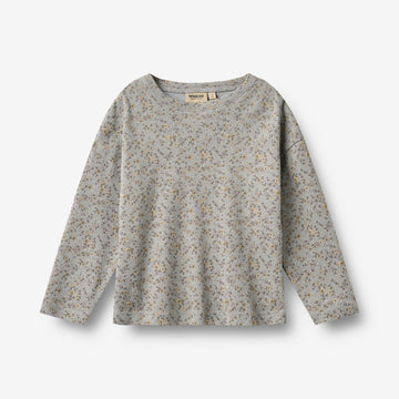 Wheat Main T-Shirt L/S Thilda T-Shirt 9765 slightly blue flowers