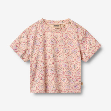 Wheat Main T-Shirt S/S Ella T-Shirt 9876 magenta heart flowers