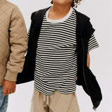 Wheat Main T-Shirt S/S Fabian T-Shirt 9432 navy rib stripe