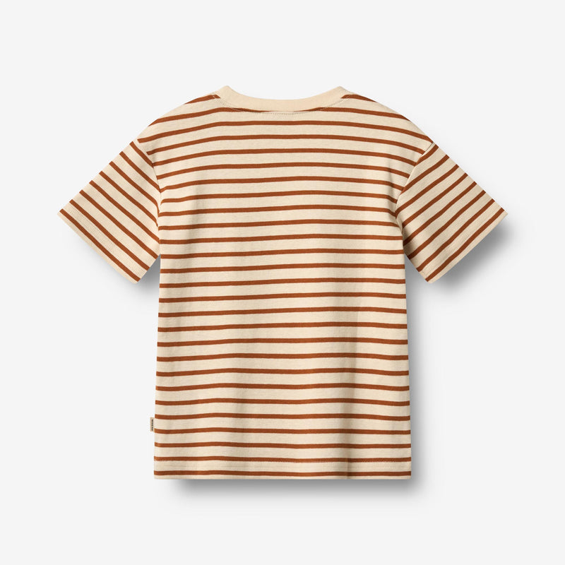 Wheat Main T-Shirt S/S Fabian T-Shirt 9447 warm caramel stripe