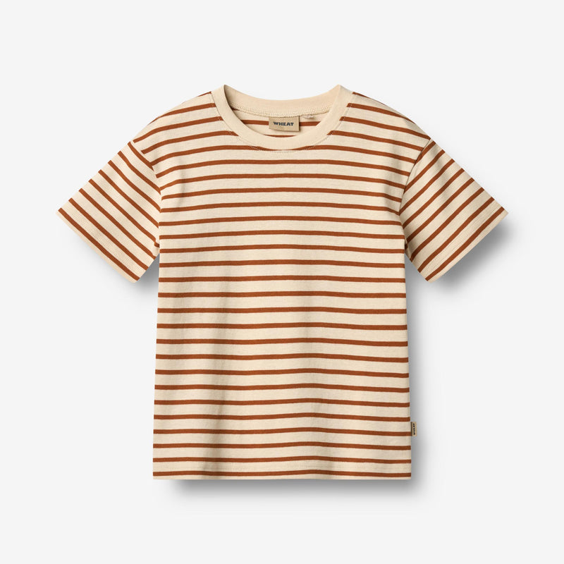 Wheat Main T-Shirt S/S Fabian T-Shirt 9447 warm caramel stripe