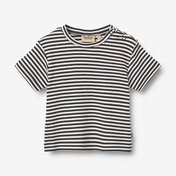 Wheat Main T-Shirt S/S Fabian T-Shirt 9432 navy rib stripe
