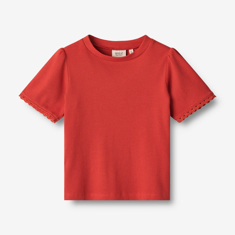 Wheat Main  T-Shirt S/S Iris Jersey Tops and T-Shirts 2072 red
