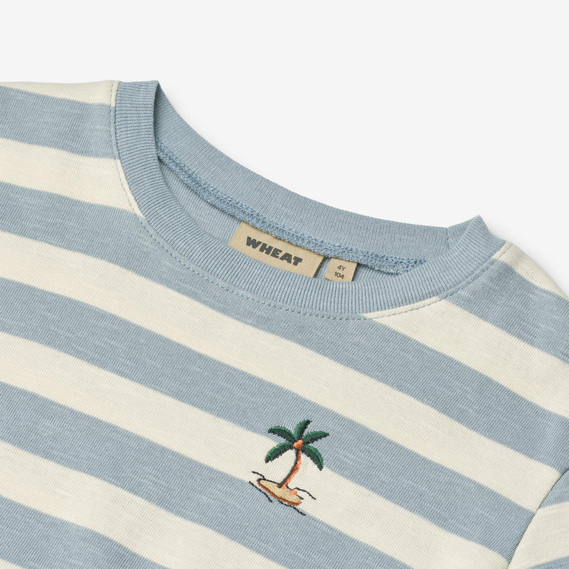 Wheat Main T-Shirt S/S Liam T-Shirt 9420 calm blue stripe