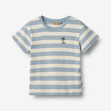 Wheat Main T-Shirt S/S Liam T-Shirt 9420 calm blue stripe