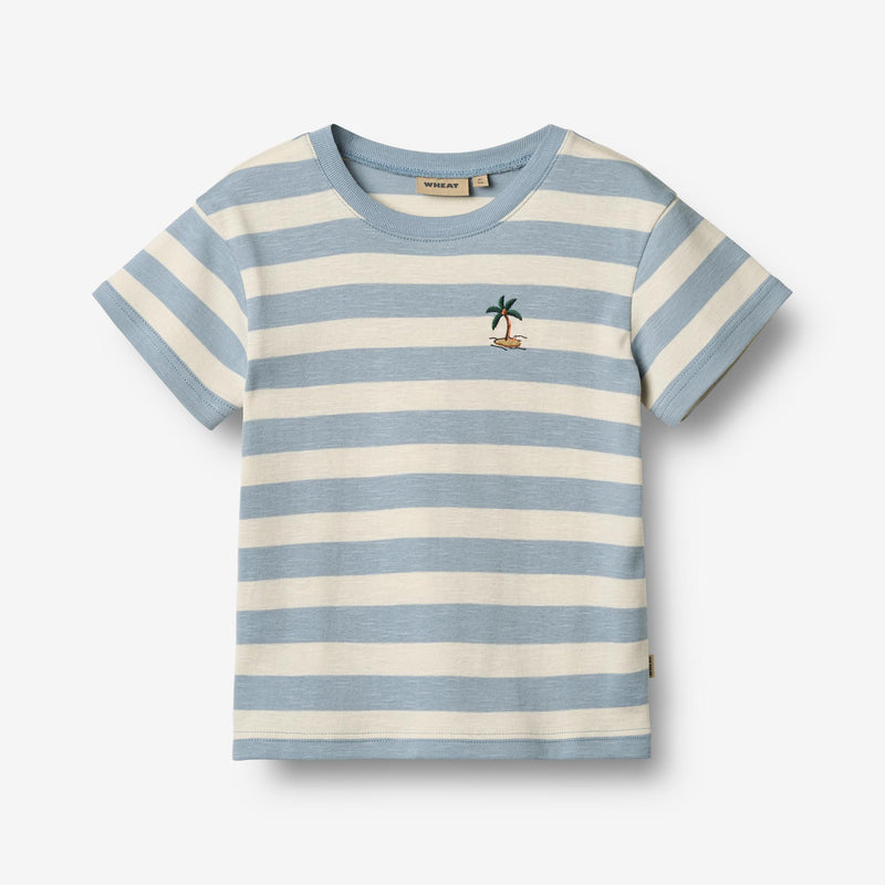 Wheat Main T-Shirt S/S Liam T-Shirt 9420 calm blue stripe