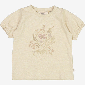 Wheat Main  T-Shirt mit Blumenstickerei Jersey Tops and T-Shirts 9109 buttermilk melange