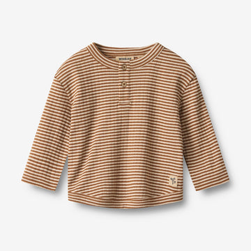 Wheat Main T-shirt L/S Osvald T-Shirt 3017 warm hazel stripe