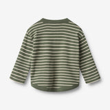 Wheat Main T-shirt L/S Osvald T-Shirt 4076 dark green stripe
