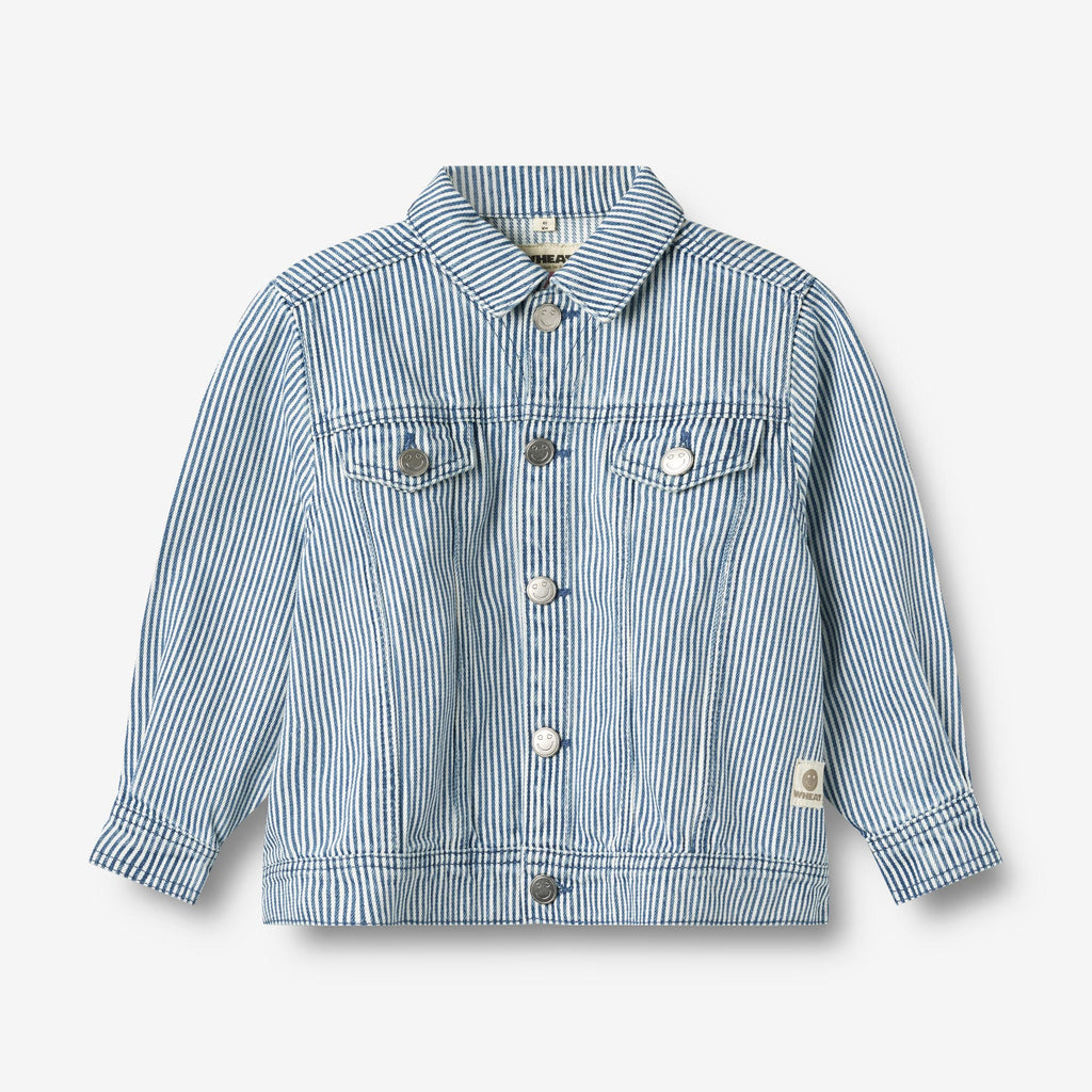 White and blue striped jacket on sale