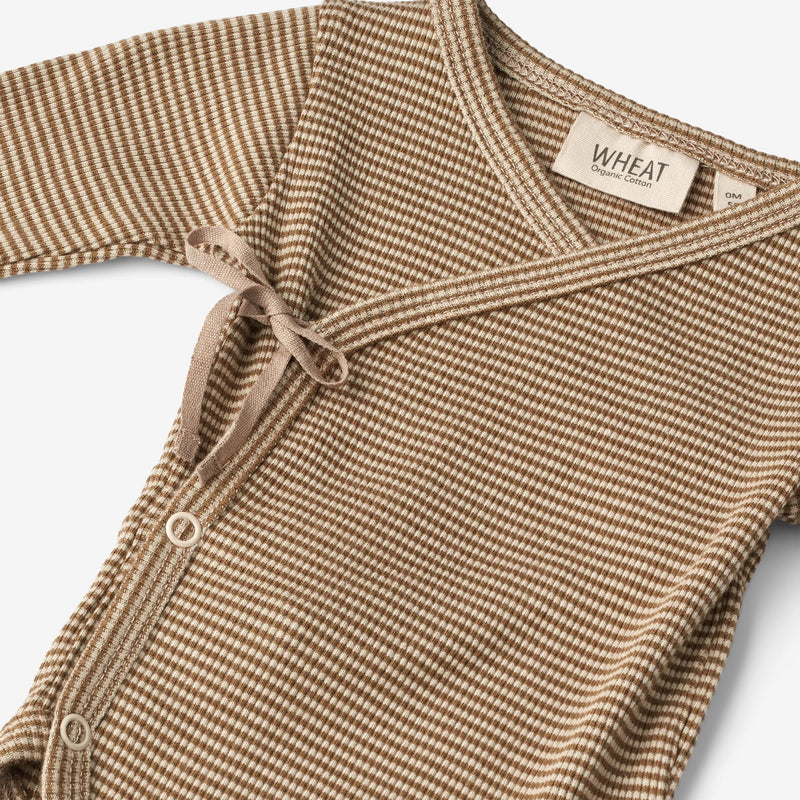 Wheat Main  Wickelbody Chia | Baby Underwear/Bodies 3238 beige rib stripe