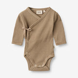 Wheat Main  Wickelbody Chia | Baby Underwear/Bodies 3238 beige rib stripe