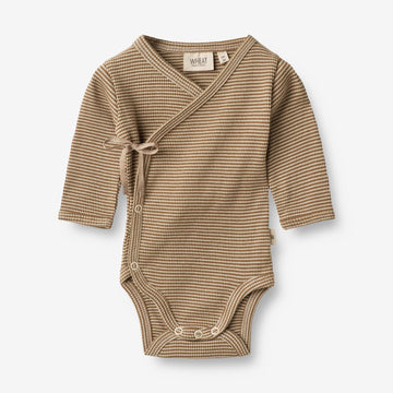 Wheat Main  Wickelbody Chia | Baby Underwear/Bodies 3238 beige rib stripe