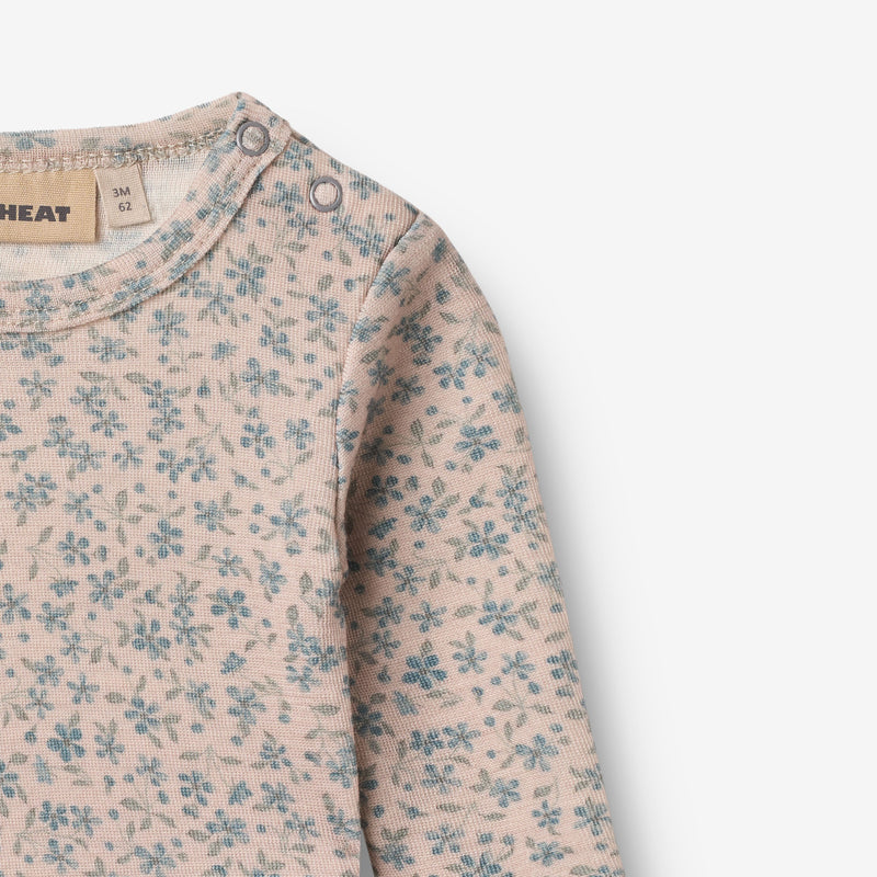 Wheat Wool Woll-Langarmbody Lucca Underwear/Bodies 1481 blue flowers