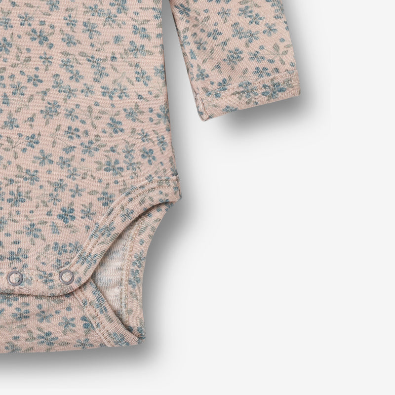 Wheat Wool Woll-Langarmbody Lucca Underwear/Bodies 1481 blue flowers