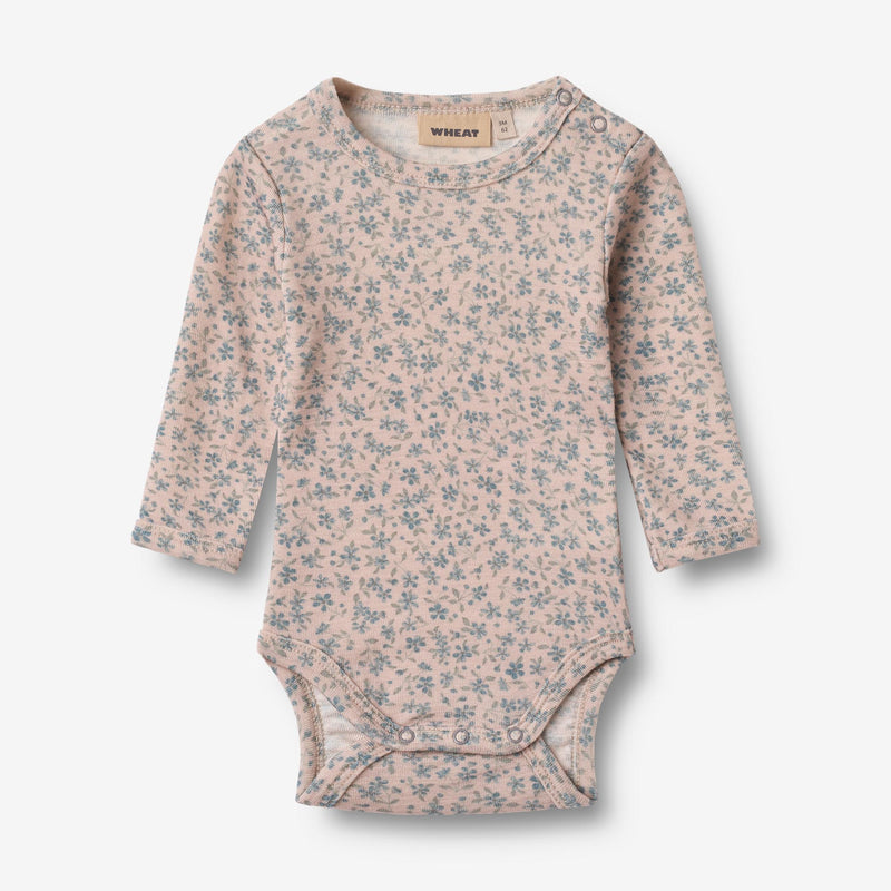 Wheat Wool Woll-Langarmbody Lucca Underwear/Bodies 1481 blue flowers