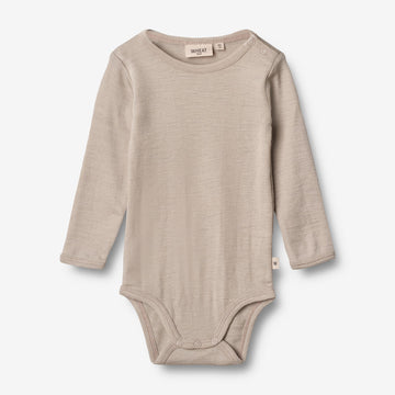 Wheat Wool  Woll-Langarmbody Plain | Baby Underwear/Bodies 3231 soft beige