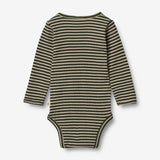 Wheat Wool  Woll-Langarmbody Plain | Baby Underwear/Bodies 4142 green stripe