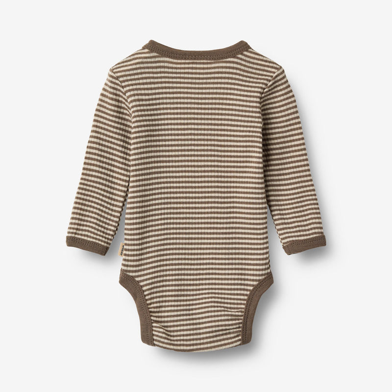 Wheat Main Woll-Langarmbody Plain Body 9578 wood stripe