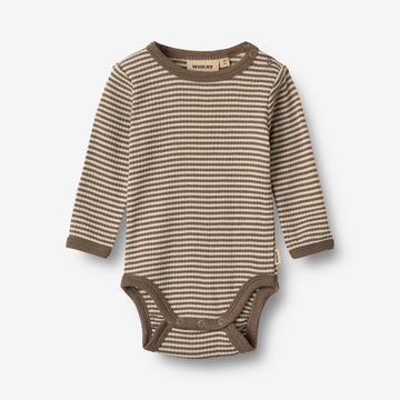 Wheat Main Woll-Langarmbody Plain Body 9578 wood stripe