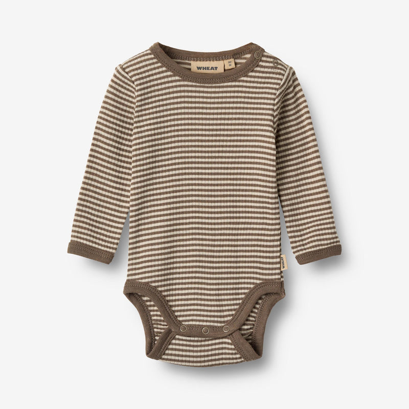 Wheat Main Woll-Langarmbody Plain Body 9578 wood stripe