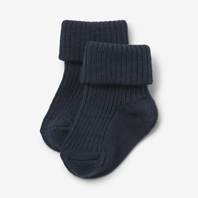 Wheat Main Woll-Rippsocken Ziggy Socks/Tights 1432 navy