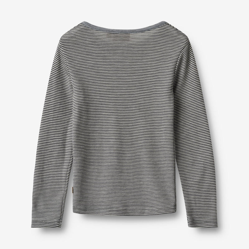 Wheat Wool Woll-T-Shirt L/S Alfie Jersey Tops and T-Shirts 1433 navy stripe