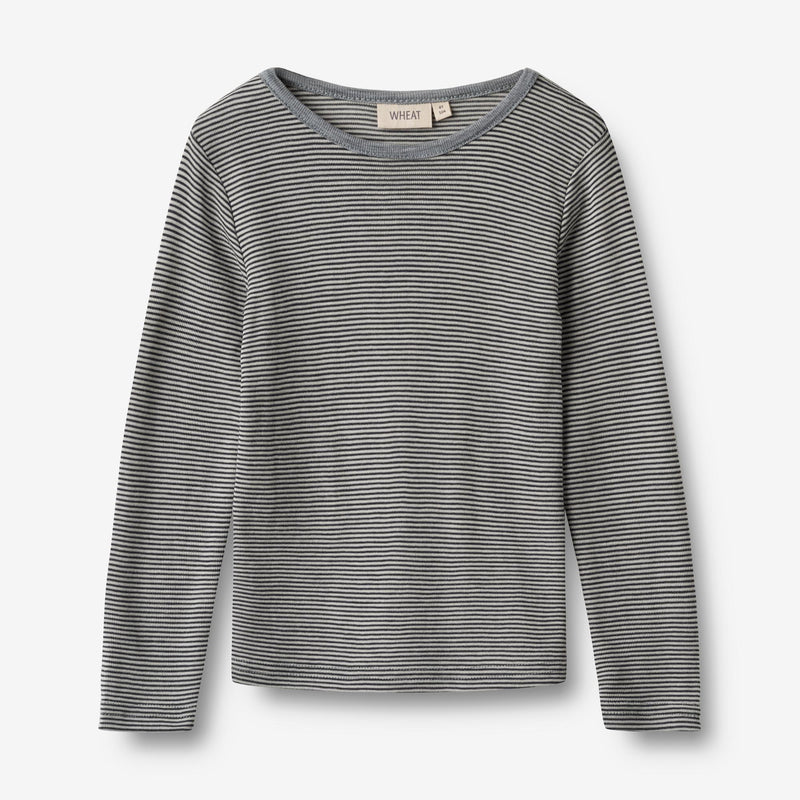 Wheat Wool Woll-T-Shirt L/S Alfie Jersey Tops and T-Shirts 1433 navy stripe