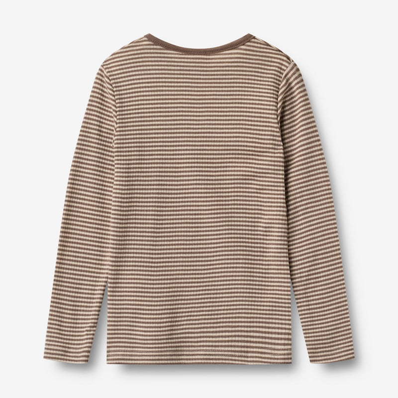 Wheat Wool Woll-T-Shirt L/S Alfie Jersey Tops and T-Shirts 9578 wood stripe