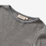 Wheat SMU Woll-T-Shirt L/S Alfie T-Shirt 1433 navy stripe