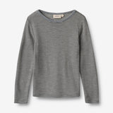 Wheat SMU Woll-T-Shirt L/S Alfie T-Shirt 1433 navy stripe