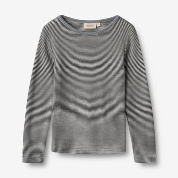 Wheat SMU Woll-T-Shirt L/S Alfie T-Shirt 1433 navy stripe