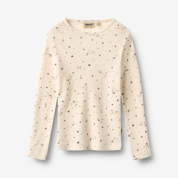 Wheat Main Woll-T-Shirt L/S Alfie T-Shirt 9732 eggshell stars