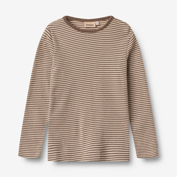 Wheat Main Woll-T-Shirt L/S Alfie T-Shirt 9578 wood stripe