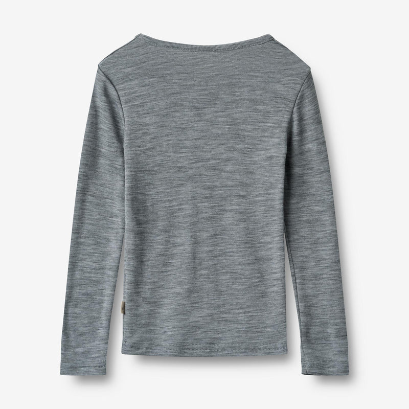 Wheat Wool Woll-T-Shirt L/S Alfie Alfie Jersey Tops and T-Shirts 0224 melange grey